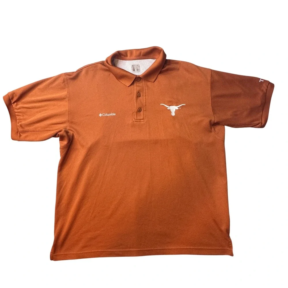 Texas Longhorns Columbia Polo Shirt Mens XL Orange PFG Omni-Shade Short Sleeve
